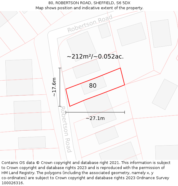 80, ROBERTSON ROAD, SHEFFIELD, S6 5DX: Plot and title map