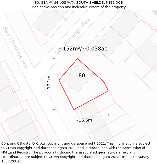 80, SEA WINNINGS WAY, SOUTH SHIELDS, NE33 3GE: Plot and title map