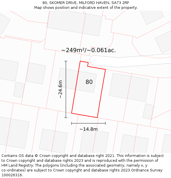 80, SKOMER DRIVE, MILFORD HAVEN, SA73 2RP: Plot and title map