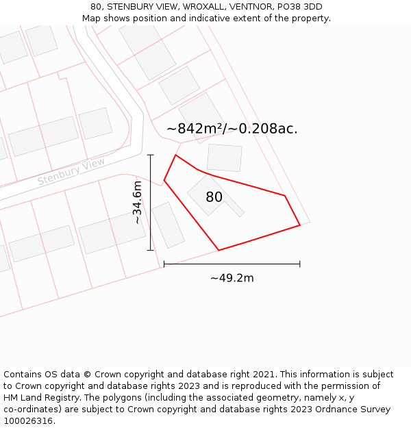 80, STENBURY VIEW, WROXALL, VENTNOR, PO38 3DD: Plot and title map
