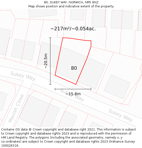 80, SUKEY WAY, NORWICH, NR5 9NZ: Plot and title map