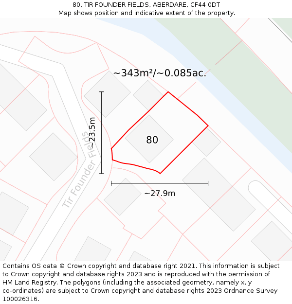 80, TIR FOUNDER FIELDS, ABERDARE, CF44 0DT: Plot and title map
