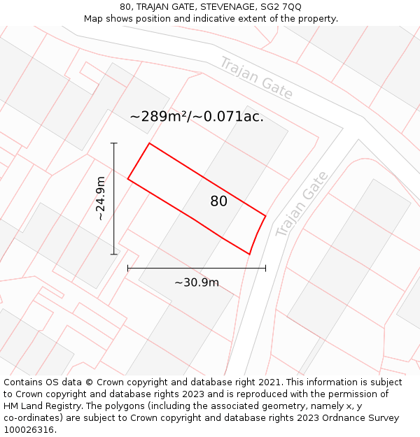 80, TRAJAN GATE, STEVENAGE, SG2 7QQ: Plot and title map