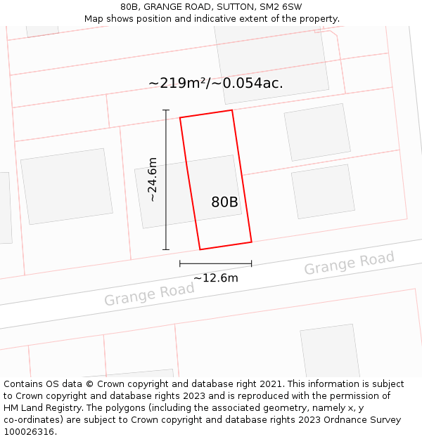 80B, GRANGE ROAD, SUTTON, SM2 6SW: Plot and title map