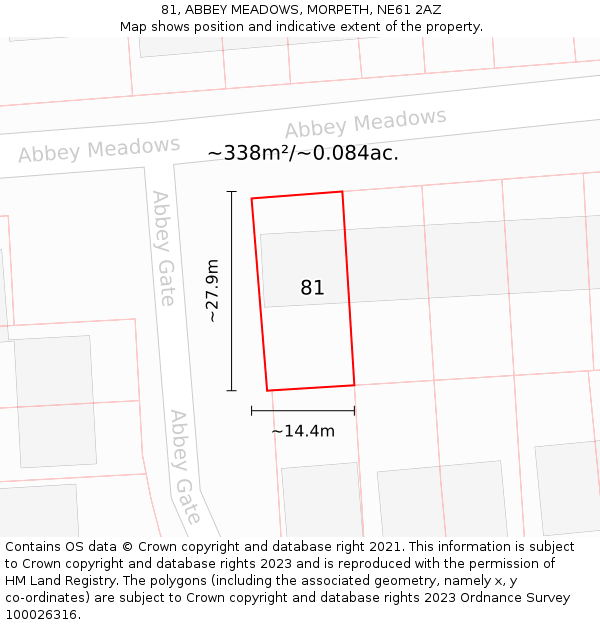 81, ABBEY MEADOWS, MORPETH, NE61 2AZ: Plot and title map