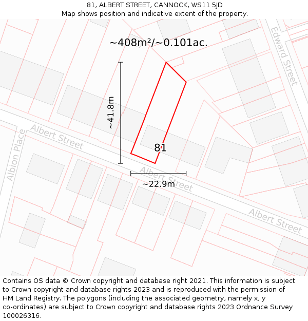 81, ALBERT STREET, CANNOCK, WS11 5JD: Plot and title map