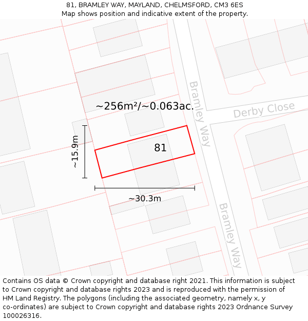 81, BRAMLEY WAY, MAYLAND, CHELMSFORD, CM3 6ES: Plot and title map