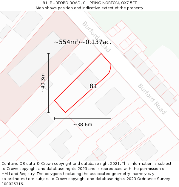 81, BURFORD ROAD, CHIPPING NORTON, OX7 5EE: Plot and title map