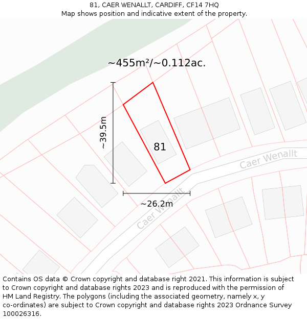 81, CAER WENALLT, CARDIFF, CF14 7HQ: Plot and title map