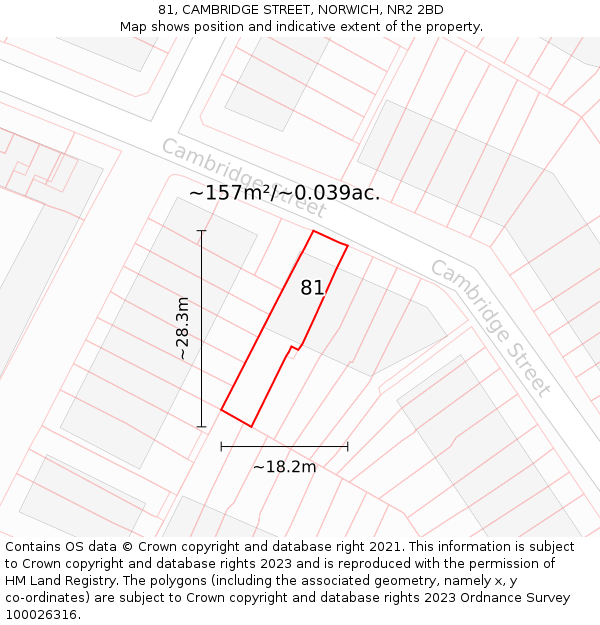 81, CAMBRIDGE STREET, NORWICH, NR2 2BD: Plot and title map