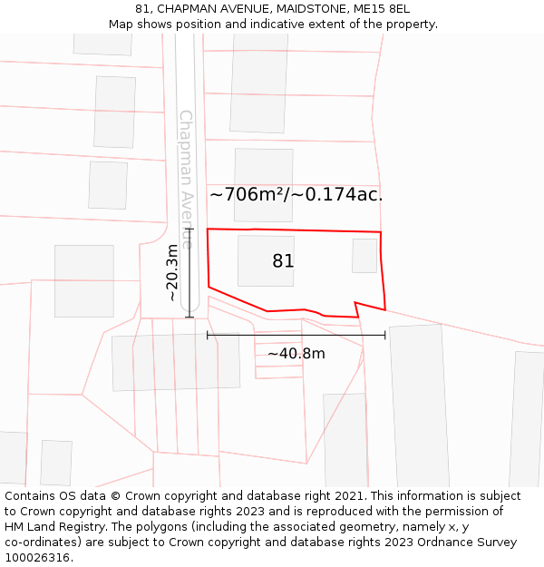 81, CHAPMAN AVENUE, MAIDSTONE, ME15 8EL: Plot and title map