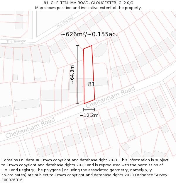 81, CHELTENHAM ROAD, GLOUCESTER, GL2 0JG: Plot and title map