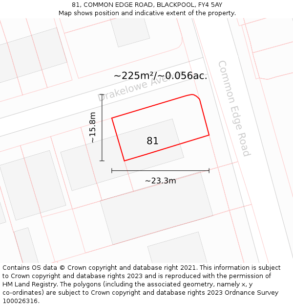 81, COMMON EDGE ROAD, BLACKPOOL, FY4 5AY: Plot and title map