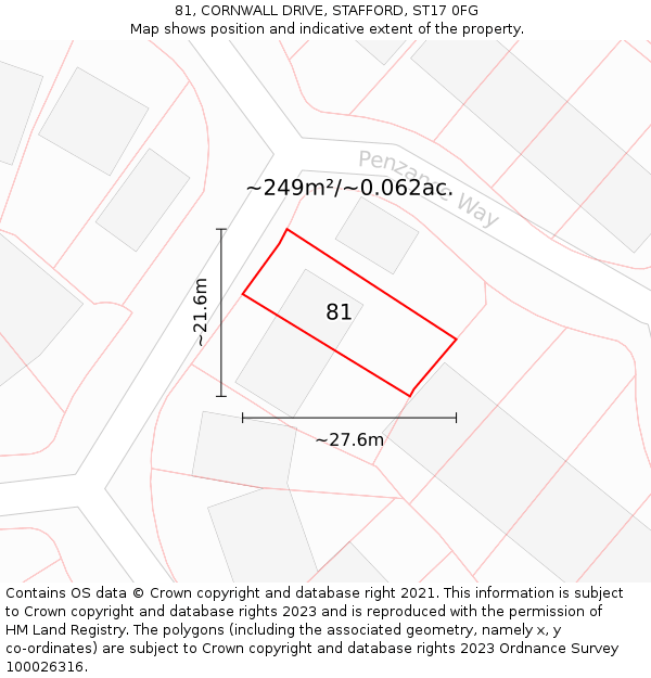 81, CORNWALL DRIVE, STAFFORD, ST17 0FG: Plot and title map