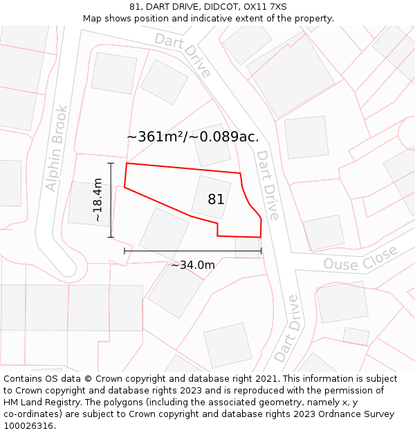 81, DART DRIVE, DIDCOT, OX11 7XS: Plot and title map