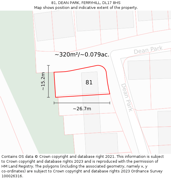 81, DEAN PARK, FERRYHILL, DL17 8HS: Plot and title map