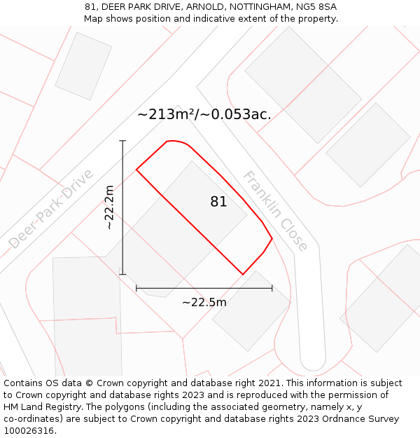 81, DEER PARK DRIVE, ARNOLD, NOTTINGHAM, NG5 8SA: Plot and title map