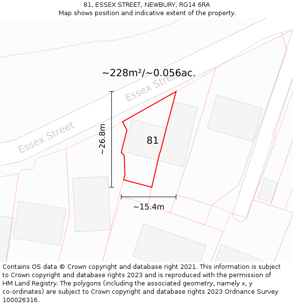81, ESSEX STREET, NEWBURY, RG14 6RA: Plot and title map