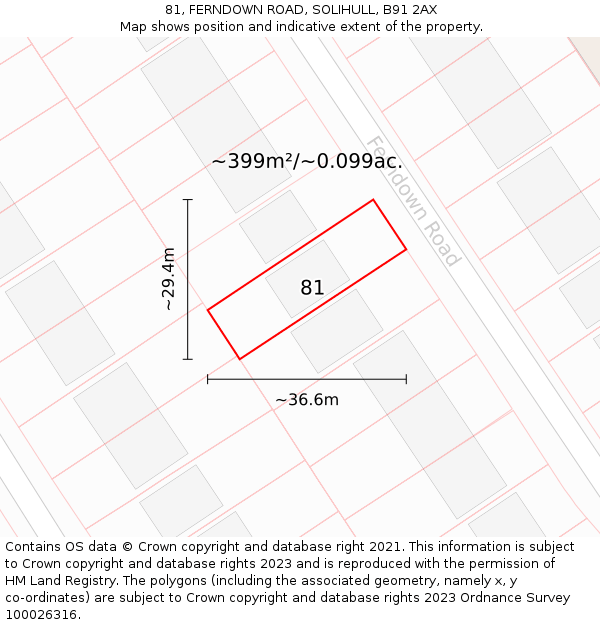 81, FERNDOWN ROAD, SOLIHULL, B91 2AX: Plot and title map