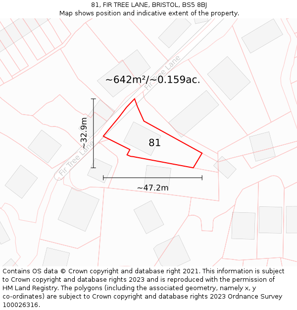 81, FIR TREE LANE, BRISTOL, BS5 8BJ: Plot and title map