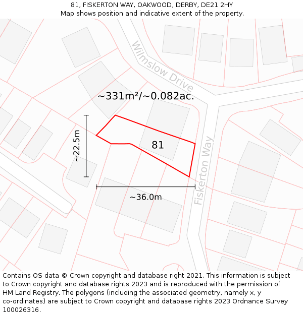 81, FISKERTON WAY, OAKWOOD, DERBY, DE21 2HY: Plot and title map