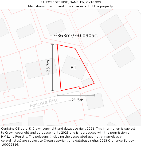 81, FOSCOTE RISE, BANBURY, OX16 9XS: Plot and title map