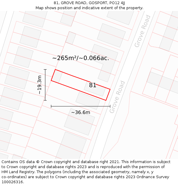 81, GROVE ROAD, GOSPORT, PO12 4JJ: Plot and title map
