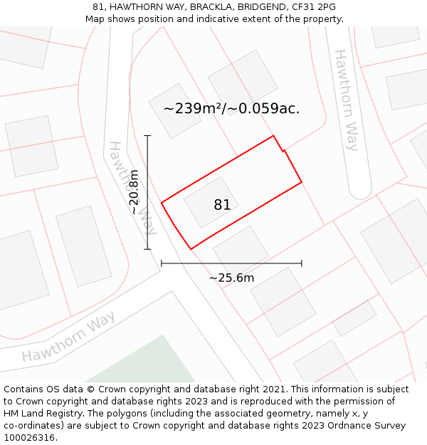 81, HAWTHORN WAY, BRACKLA, BRIDGEND, CF31 2PG: Plot and title map