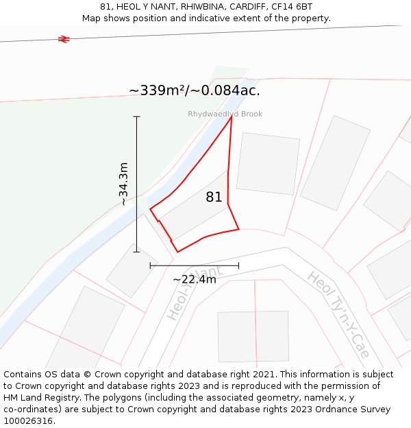 81, HEOL Y NANT, RHIWBINA, CARDIFF, CF14 6BT: Plot and title map