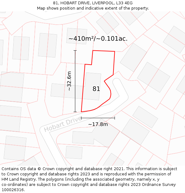 81, HOBART DRIVE, LIVERPOOL, L33 4EG: Plot and title map