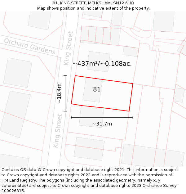 81, KING STREET, MELKSHAM, SN12 6HQ: Plot and title map