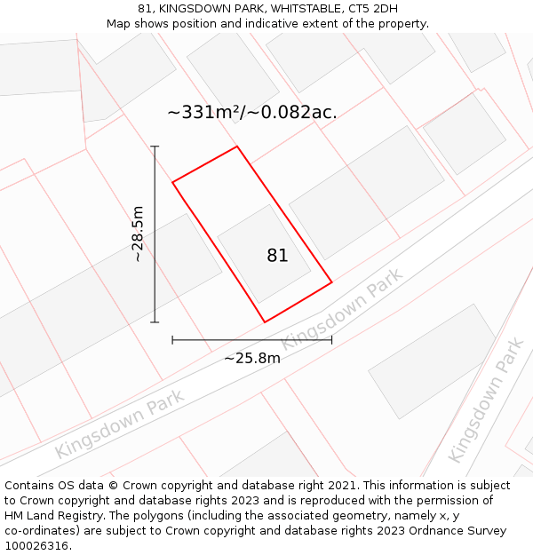 81, KINGSDOWN PARK, WHITSTABLE, CT5 2DH: Plot and title map