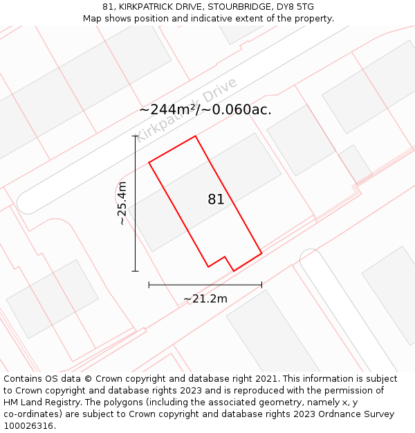 81, KIRKPATRICK DRIVE, STOURBRIDGE, DY8 5TG: Plot and title map