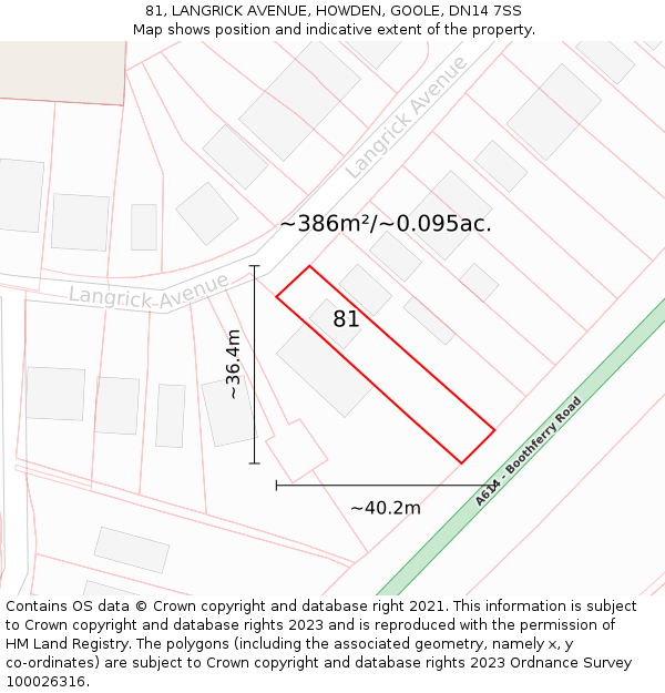 81, LANGRICK AVENUE, HOWDEN, GOOLE, DN14 7SS: Plot and title map