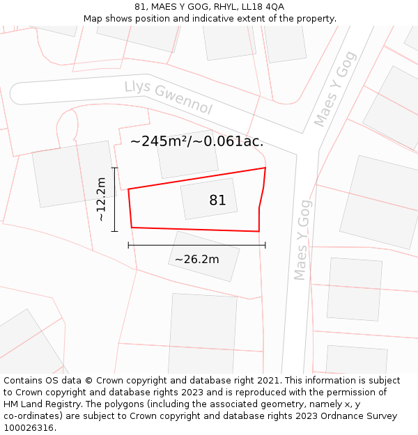 81, MAES Y GOG, RHYL, LL18 4QA: Plot and title map