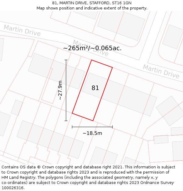 81, MARTIN DRIVE, STAFFORD, ST16 1GN: Plot and title map