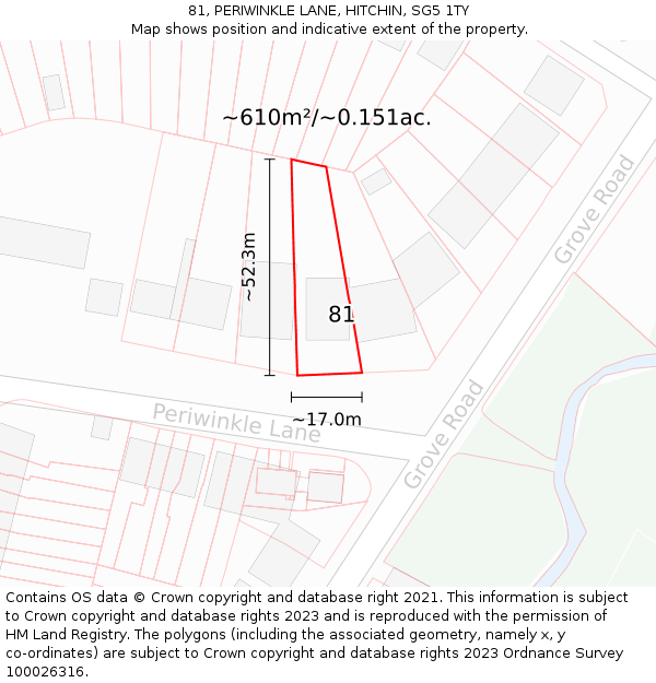 81, PERIWINKLE LANE, HITCHIN, SG5 1TY: Plot and title map