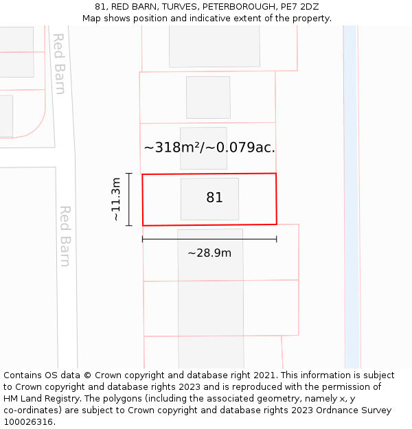 81, RED BARN, TURVES, PETERBOROUGH, PE7 2DZ: Plot and title map