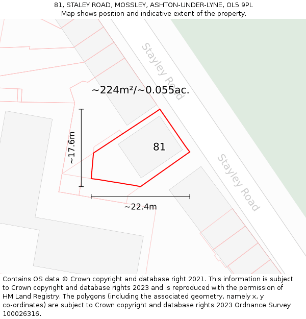 81, STALEY ROAD, MOSSLEY, ASHTON-UNDER-LYNE, OL5 9PL: Plot and title map