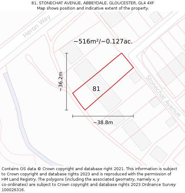 81, STONECHAT AVENUE, ABBEYDALE, GLOUCESTER, GL4 4XF: Plot and title map