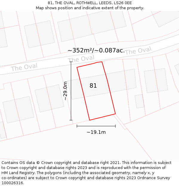 81, THE OVAL, ROTHWELL, LEEDS, LS26 0EE: Plot and title map