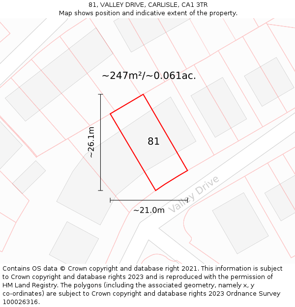 81, VALLEY DRIVE, CARLISLE, CA1 3TR: Plot and title map