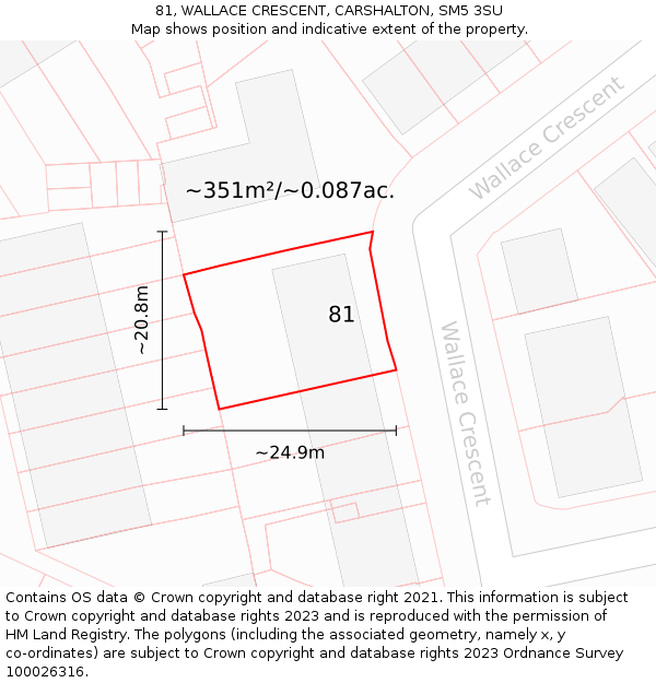 81, WALLACE CRESCENT, CARSHALTON, SM5 3SU: Plot and title map