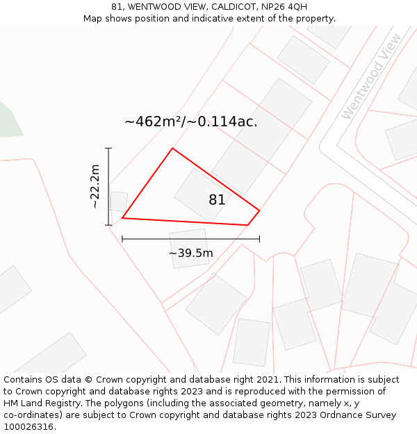 81, WENTWOOD VIEW, CALDICOT, NP26 4QH: Plot and title map