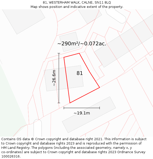 81, WESTERHAM WALK, CALNE, SN11 8LQ: Plot and title map