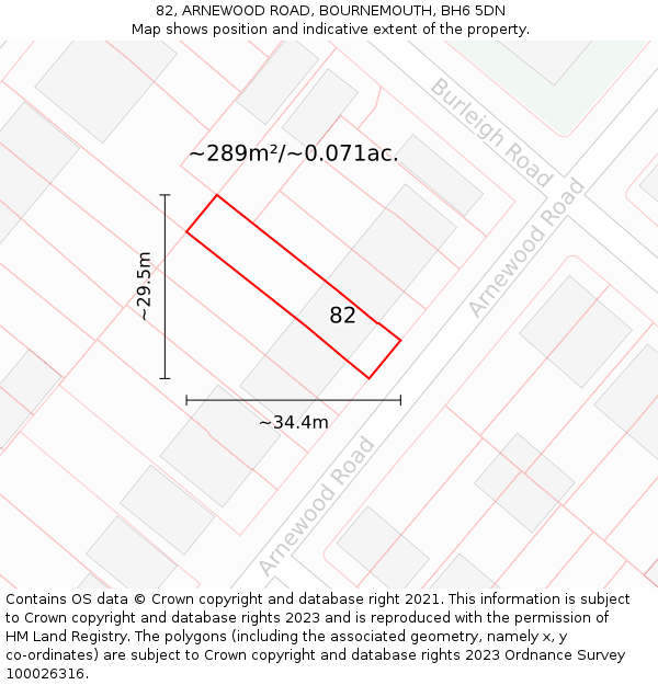 82, ARNEWOOD ROAD, BOURNEMOUTH, BH6 5DN: Plot and title map