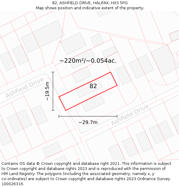 82, ASHFIELD DRIVE, HALIFAX, HX3 5PG: Plot and title map