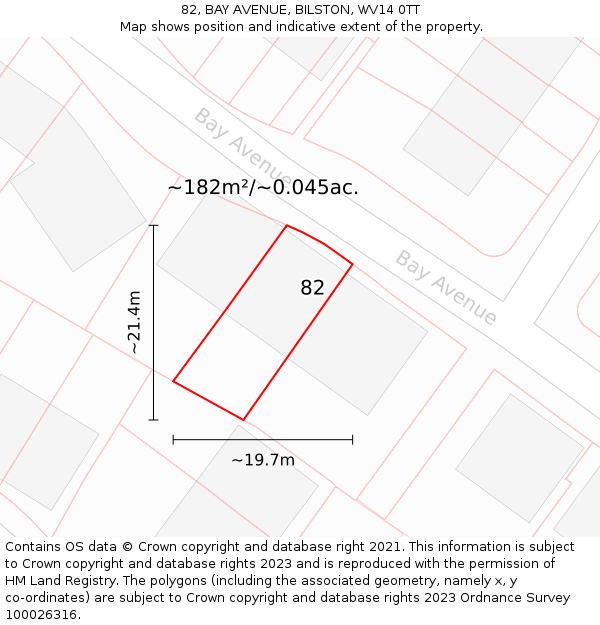 82, BAY AVENUE, BILSTON, WV14 0TT: Plot and title map