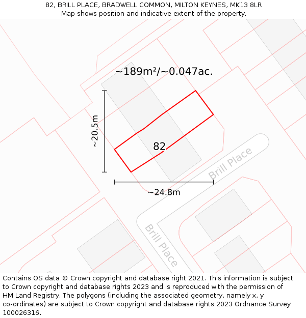 82, BRILL PLACE, BRADWELL COMMON, MILTON KEYNES, MK13 8LR: Plot and title map