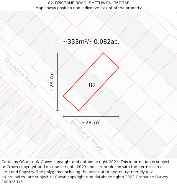 82, BRISBANE ROAD, SMETHWICK, B67 7AR: Plot and title map
